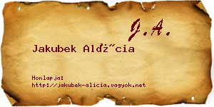 Jakubek Alícia névjegykártya